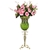 SOGA 85cm Green Glass Floor Vase and 12pcs Pink Artificial Fake Flower Set