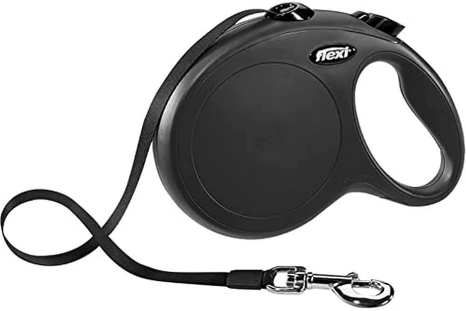 FLEXI Classic Tape Retractable Dog Lead, Black, Large, 8 Metres.