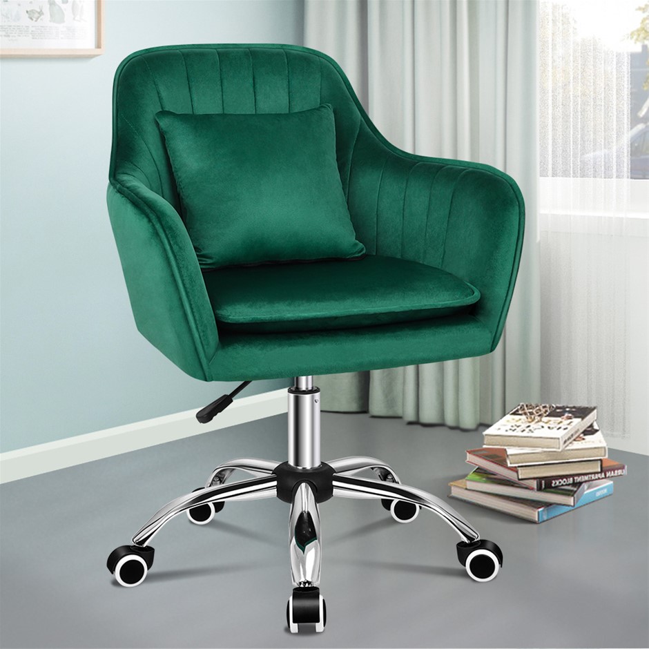 Buy Velvet Office Chair Computer Swivel Armchair Adult Kids Green ALFORDSON  | Grays Australia