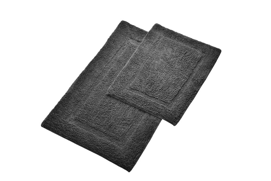 Spitiko Homes Tufted Bath Mat 2pc set Dark Grey Race Track 100 Cotton