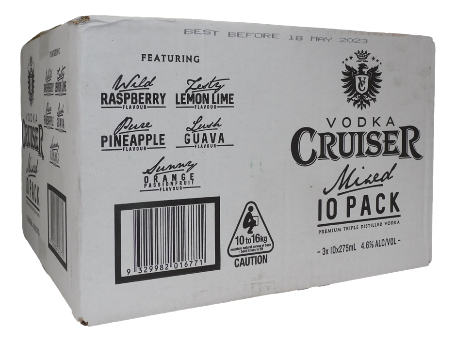 Vodka Cruiser Mixed Pack Pre Mix Bottles (30 x 275mL) Vic Auction (0001