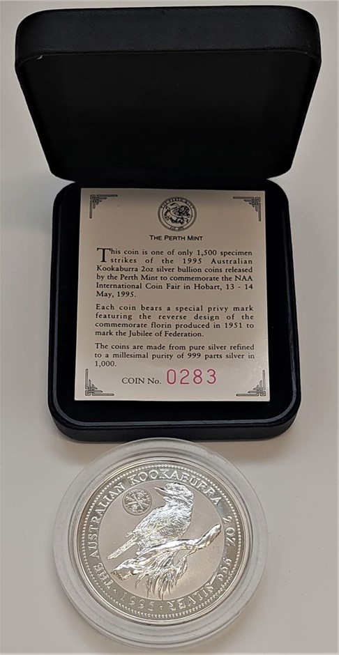 1995 Kookaburra 1954 Florin Mintmark $2 Pure 2oz Silver Proof Coin ...