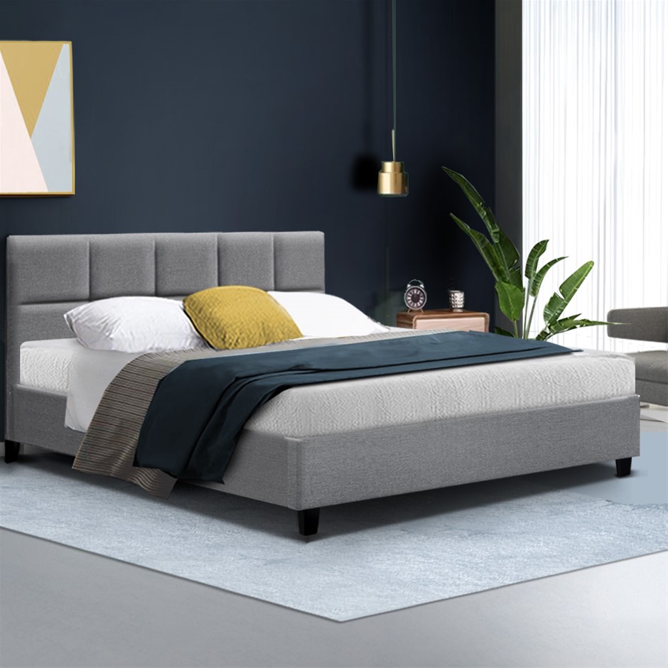 Artiss Tino Bed Frame Queen Size Grey Fa