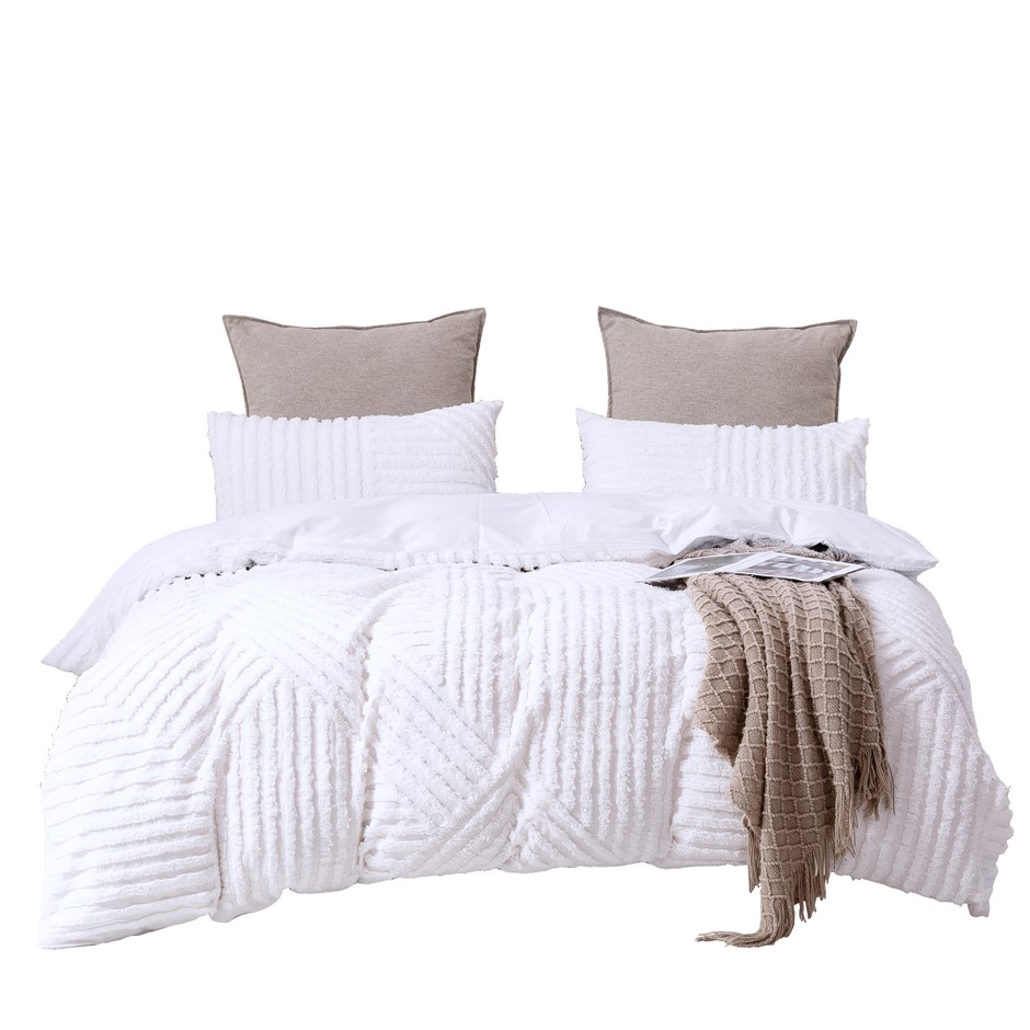 Buy Dreamaker Tufted Washed Vintage Cotton Quilt Cover Set Evie Queen Bed Grays Australia