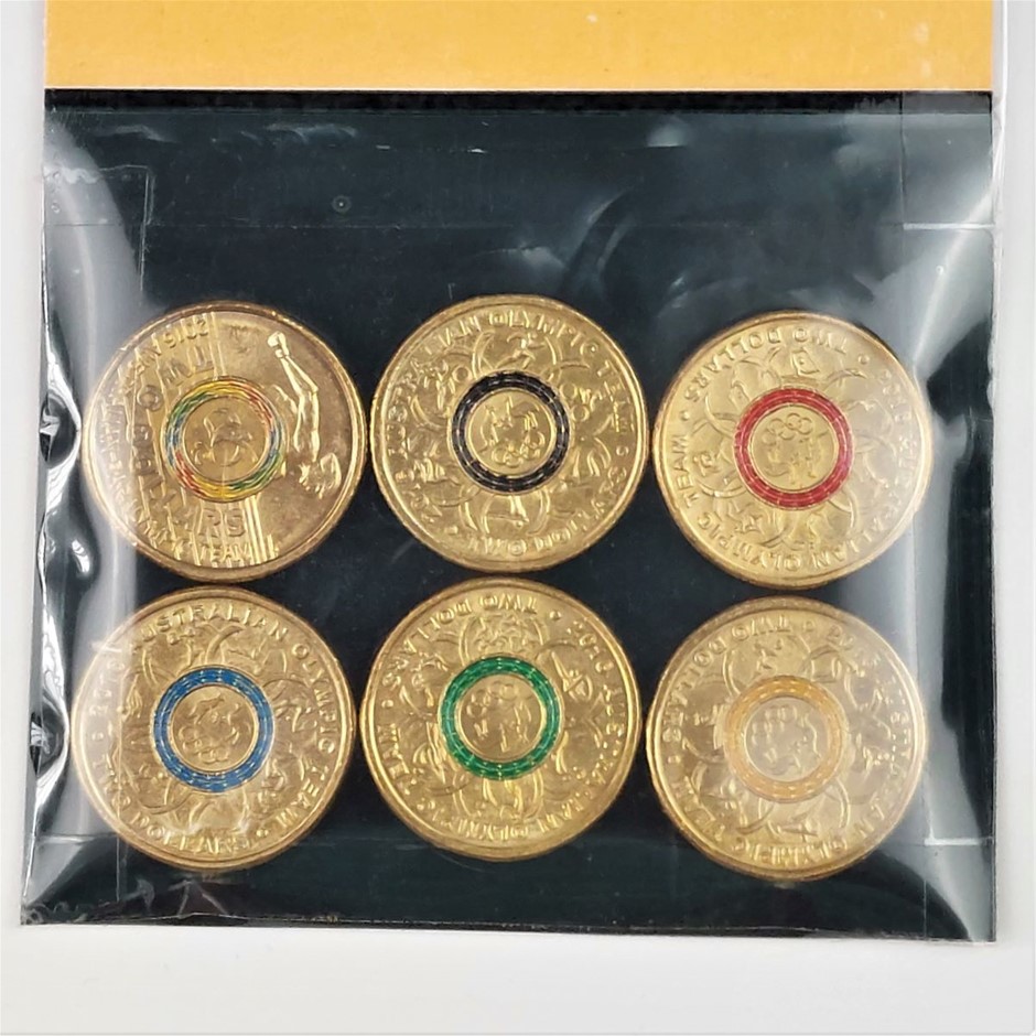 2016 $2 Australian Olympic Team & Paralympic Coin Set Of 6 Coloured 