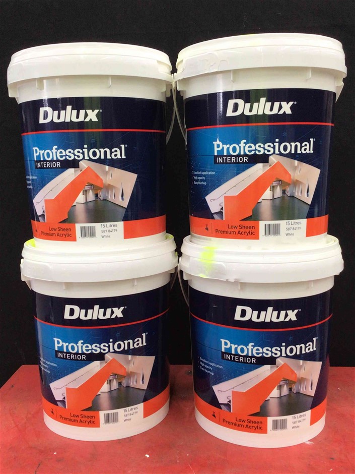 Qty 4 x Dulux 15 Litre Tubs of Paint Auction (00453022076) Grays