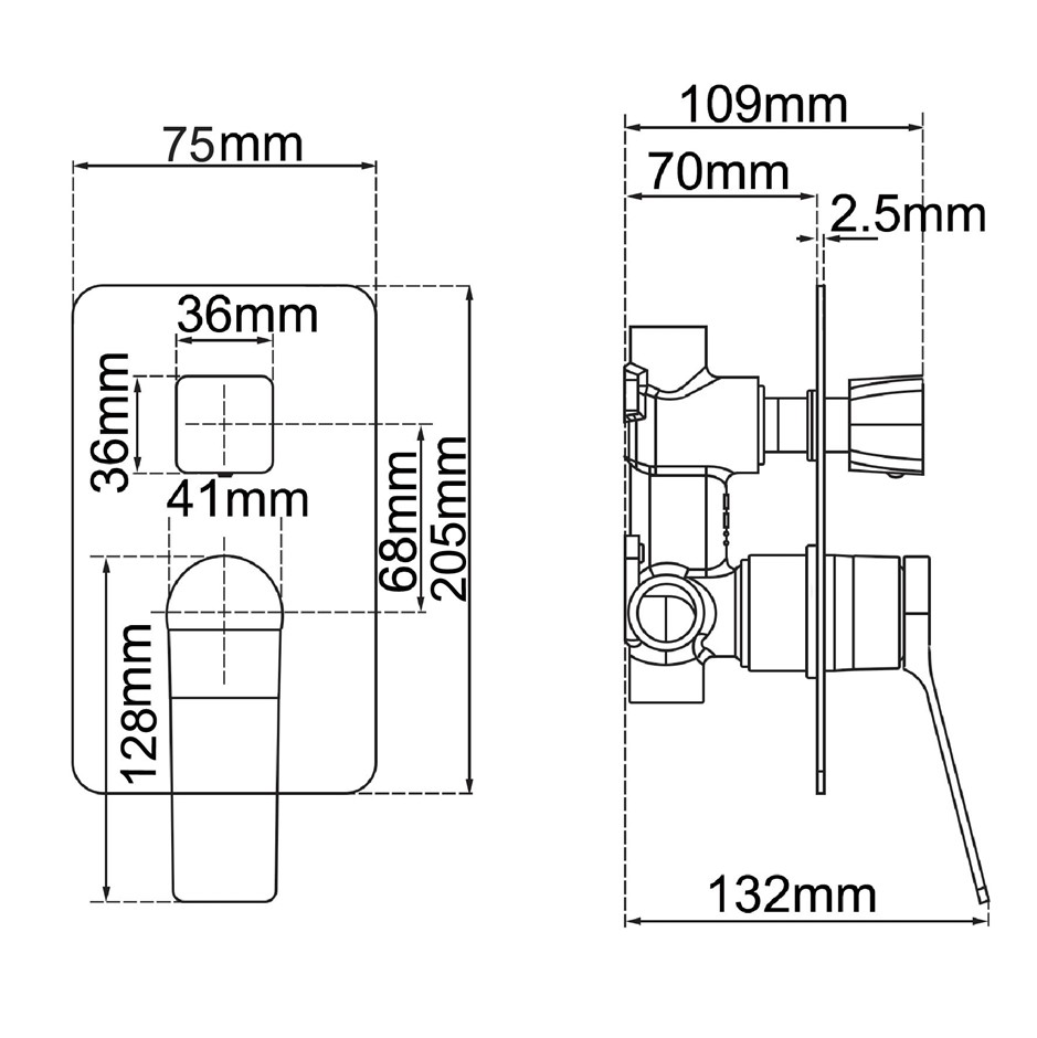 RUSHY Series Square Brushed Nickel Wall 