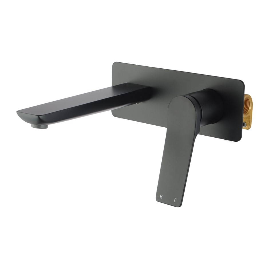 RUSHY Series Square Black Wall Mixer wit