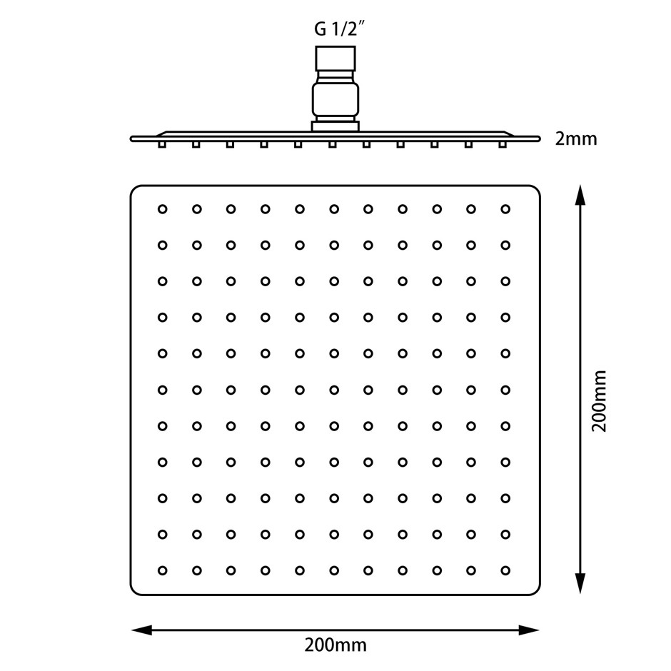 Super-slim Square Black Rainfall Shower 