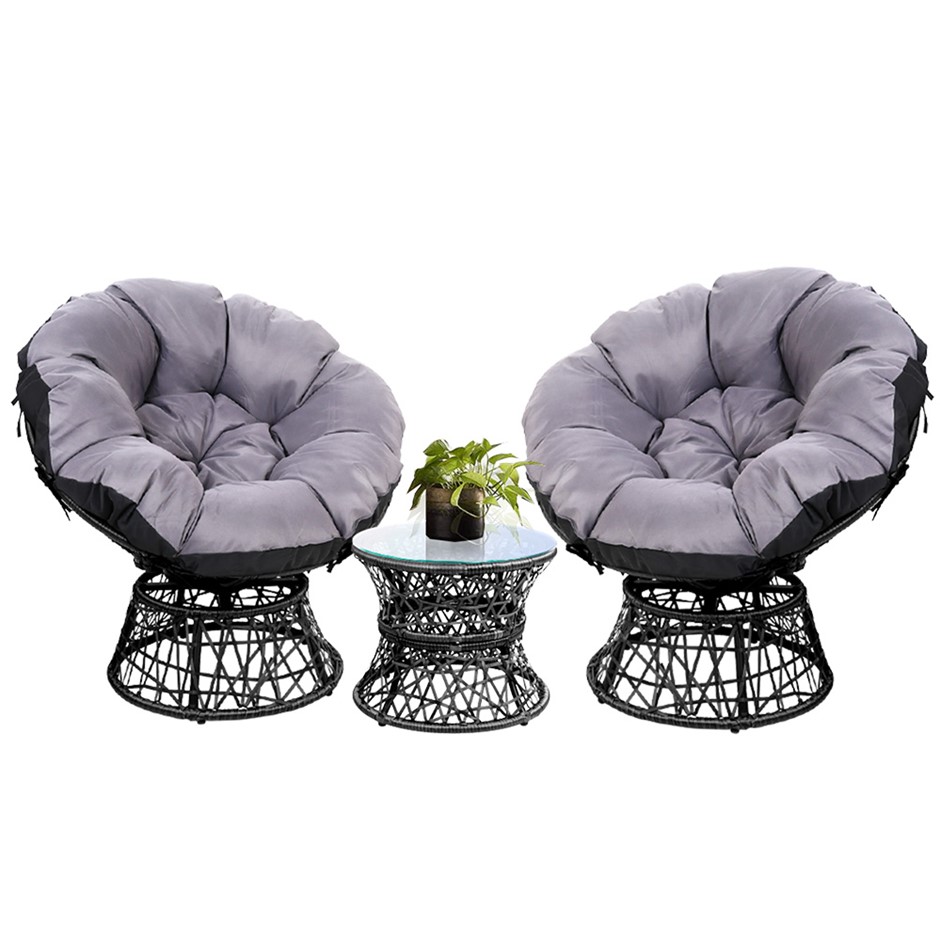 Gardeon Papasan Chairs and Side Table Se