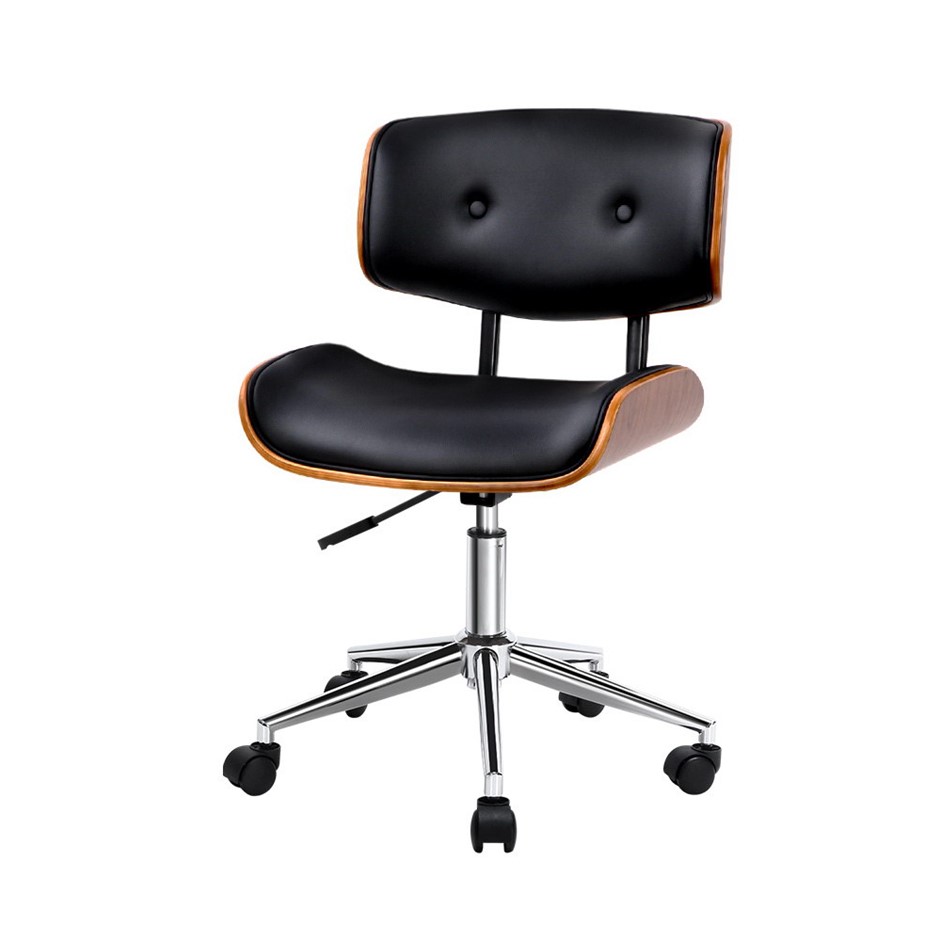 Buy Wooden & PU Leather Office Desk Chair Black Grays Australia