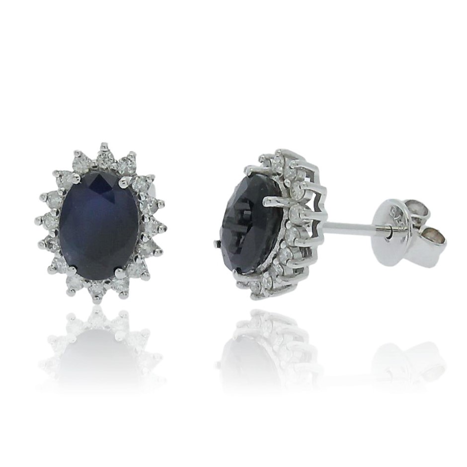 9ct White Gold, 2.35ct Sapphire and Diamond Earring Auction (0011 ...