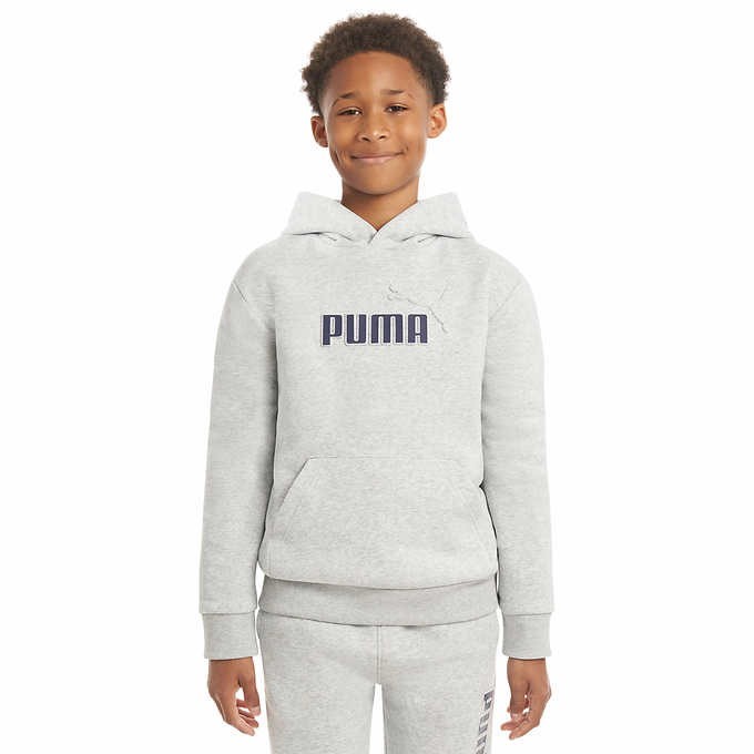 PUMA Junior Hoodie YTH, Size M (12), Cotton/ Polyester, Light Grey Heather.