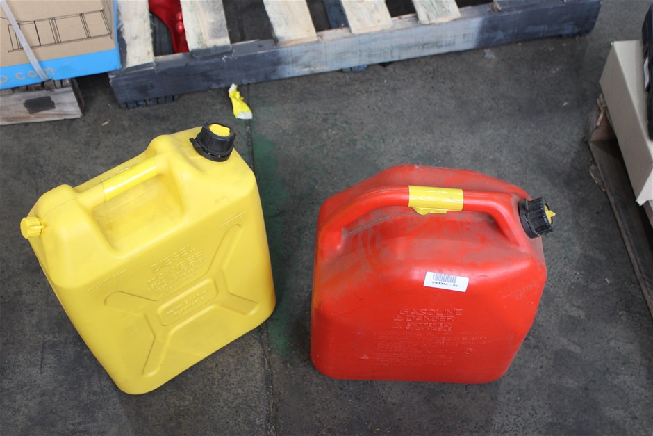 2x Assorted Poly Fuel Containers Auction (00185051644) Grays Australia