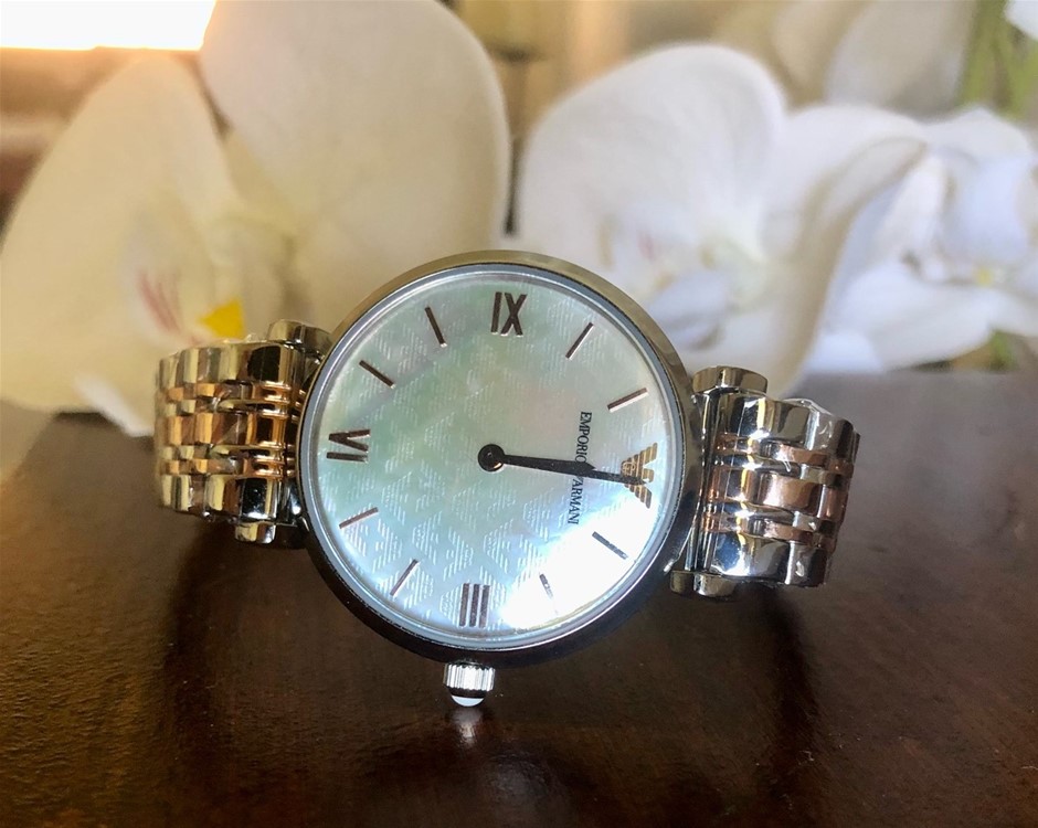 Emporio armani mother of pearl watch hot sale