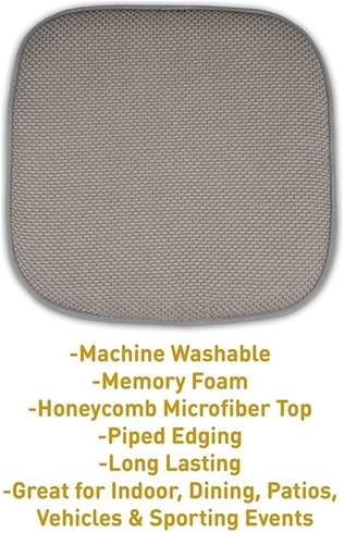 Sweet Home Collection Honeycomb Chair/Seat Memory Foam Cushion Pad Non-Slip Back 6 Pack, Silver