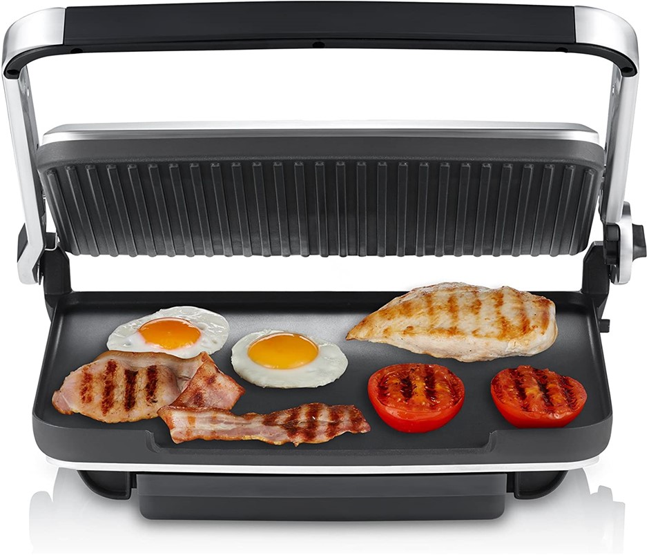 SUNBEAM Contact Grill and Press Brushed Griddles, Stainless Steel. NB