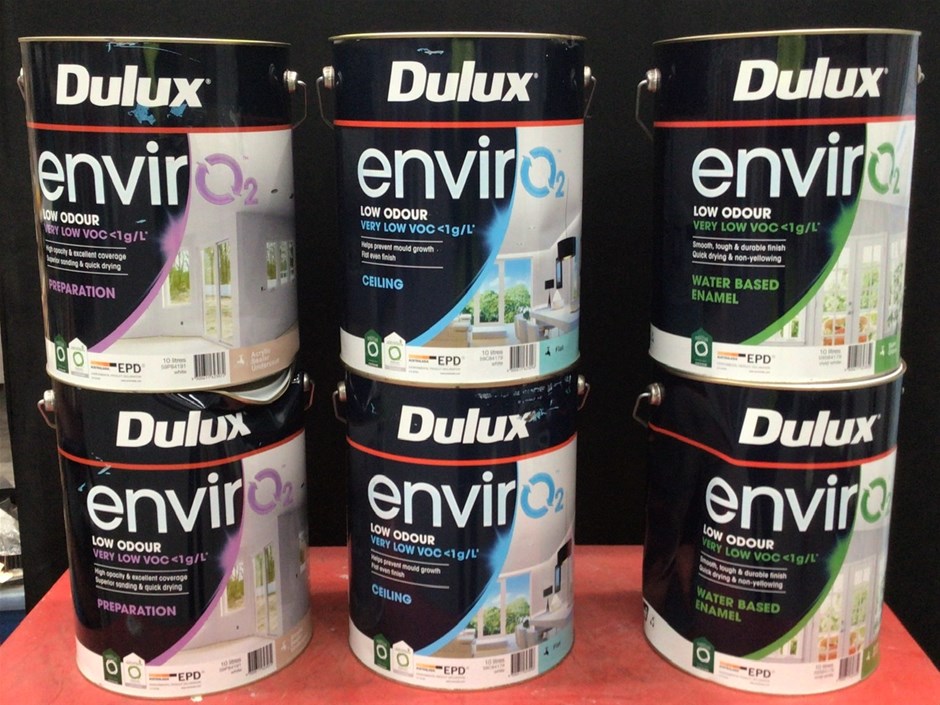 6 x Assorted 10 Litre Tins of Dulux Enviro Paint Auction (00283023479