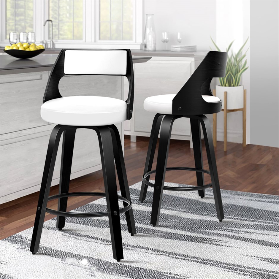 Bar Stools 2x Swivel Eden Kitchen Wooden