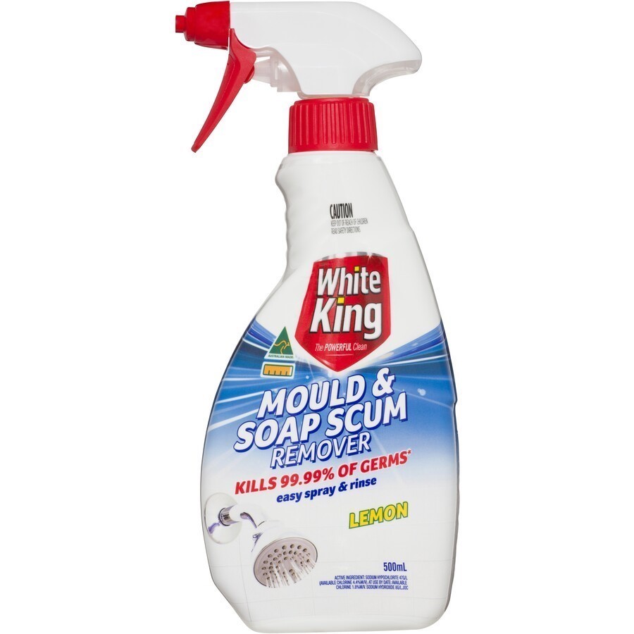 5 x WHITE KING Mould & Soap Scum Removers, Lemon, 500ml.