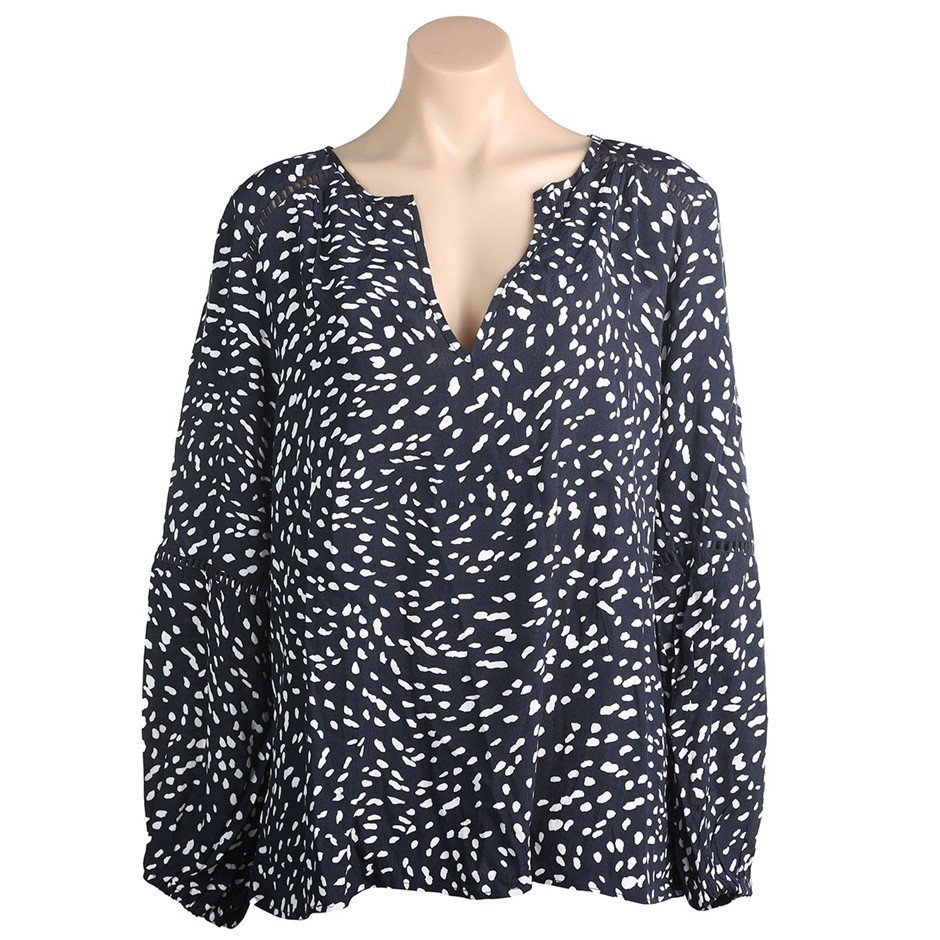 JAG Women's Jenny Printed Blouse, Size 16, 100% Viscose, Berry Print Navy.