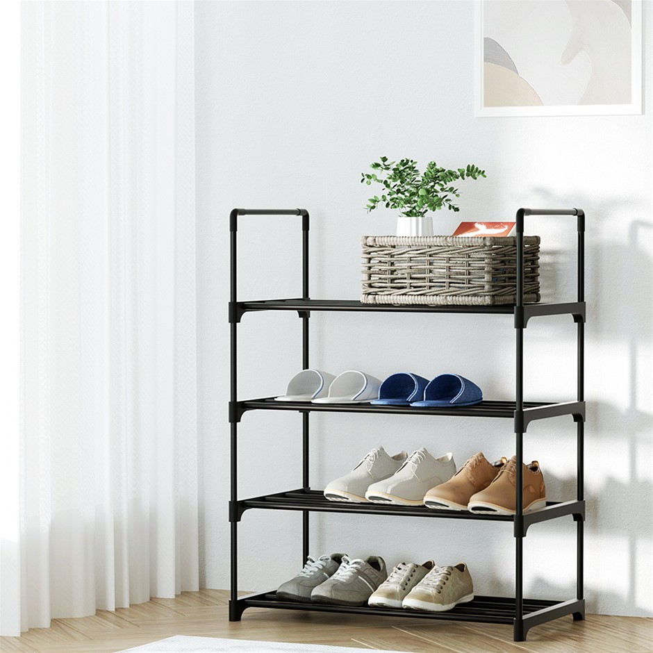 Buy Artiss Shoe Rack Stackable Shelves 4 Tiers 55cm Shoes Storage Stand ...