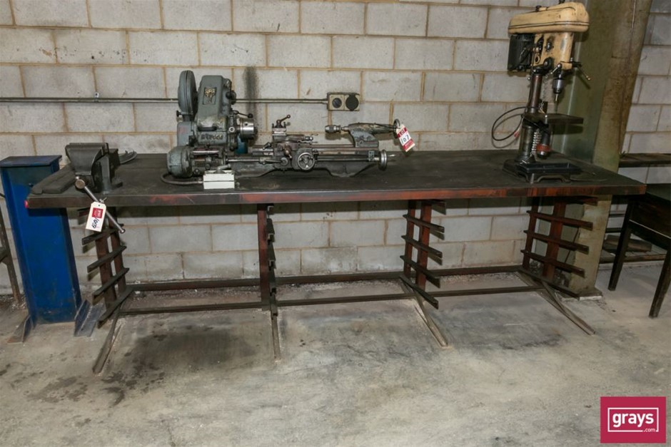 Heavy Duty Steel Frame Work Table with Timber Top Auction (10595050714