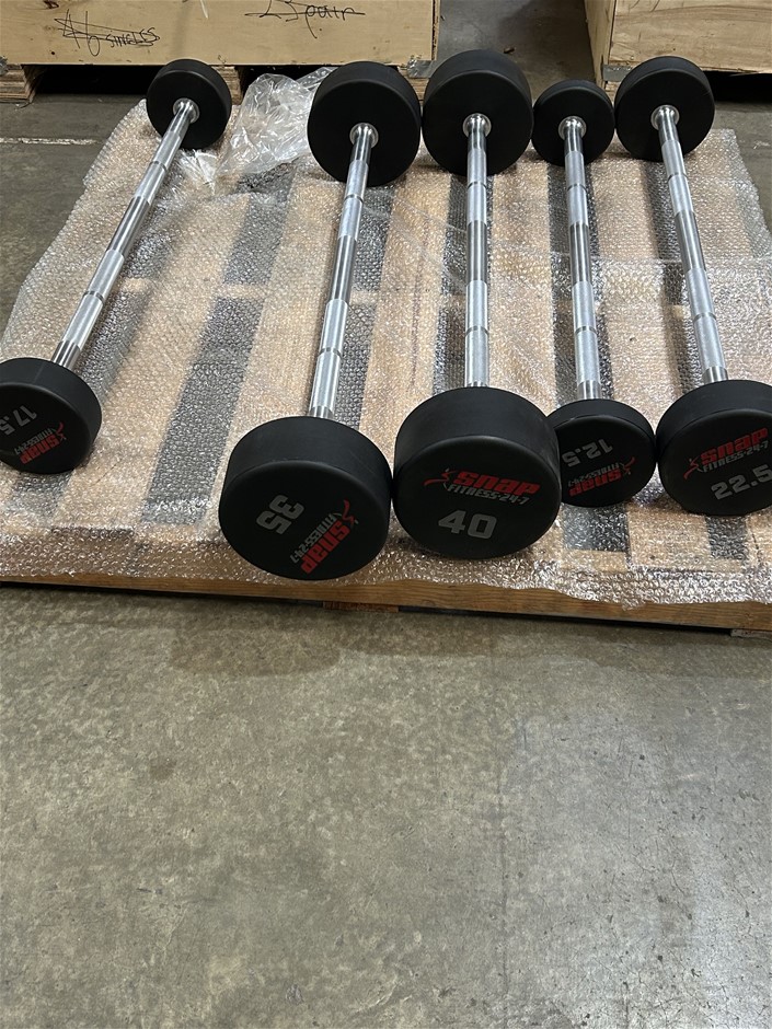 Snap Fitness Fixed Rubber Straight Barbell Set Mixed 5 barbells