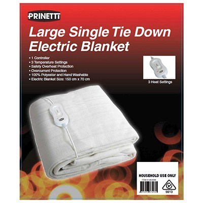 Buy Prinetti Tie Down Electric Blanket 150cm x 70cm Single