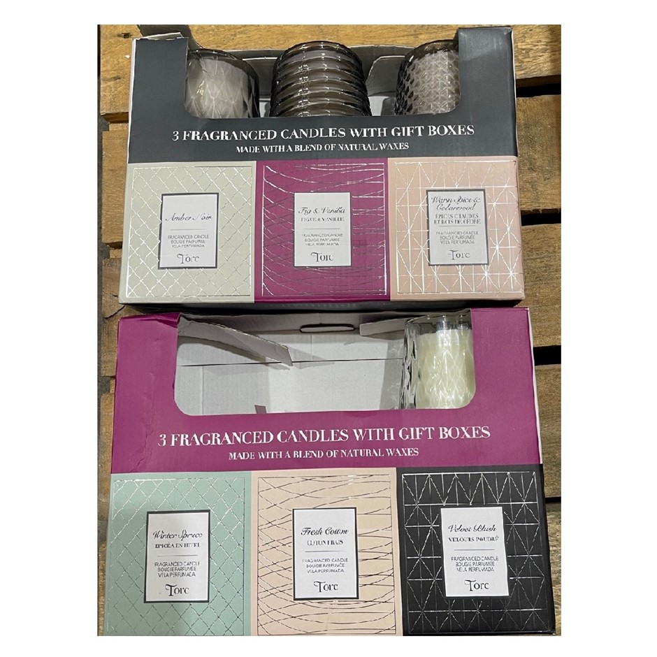 4 x Assorted TORC Candles. NB Damaged packaging. Auction