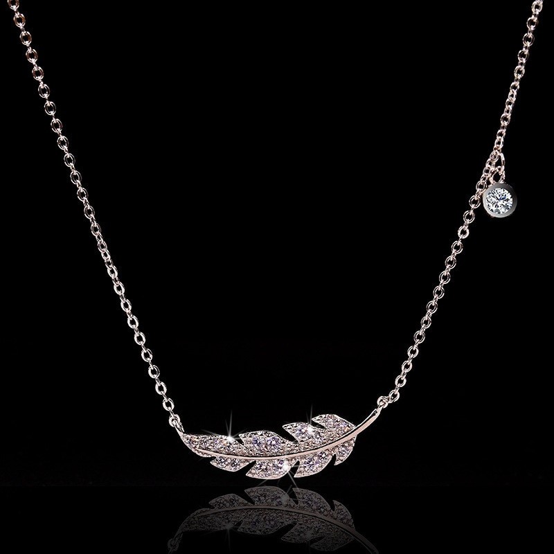 Diamond deals feather necklace