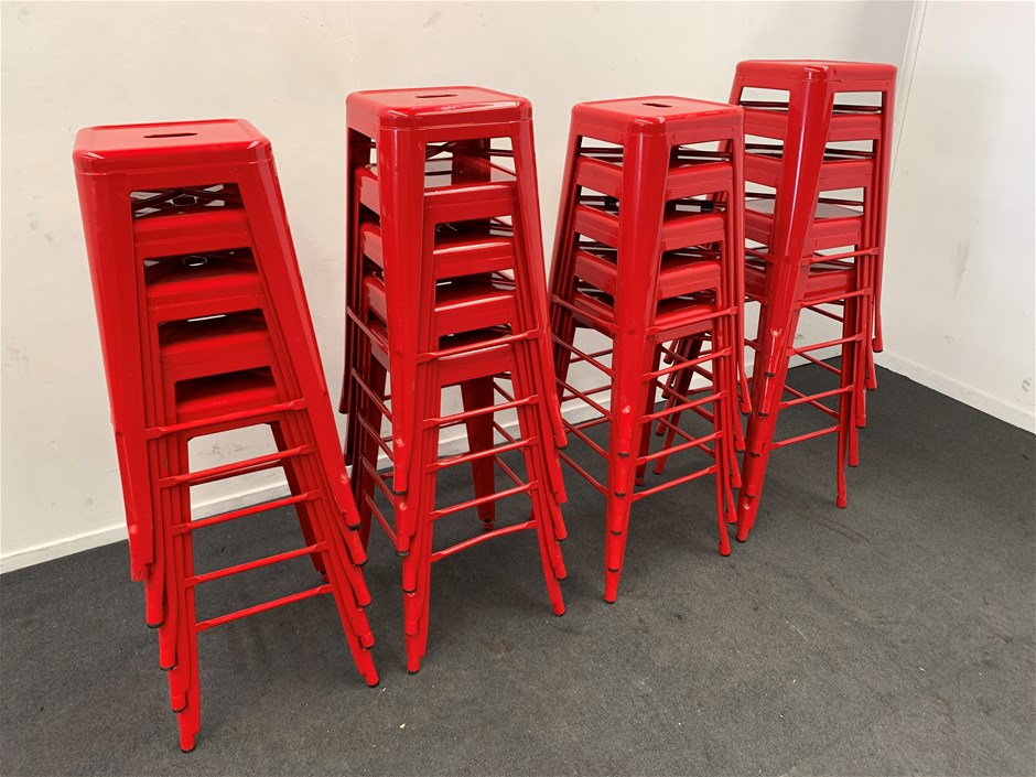 20 x Red Metal Stools Auction (00277045341) Grays Australia