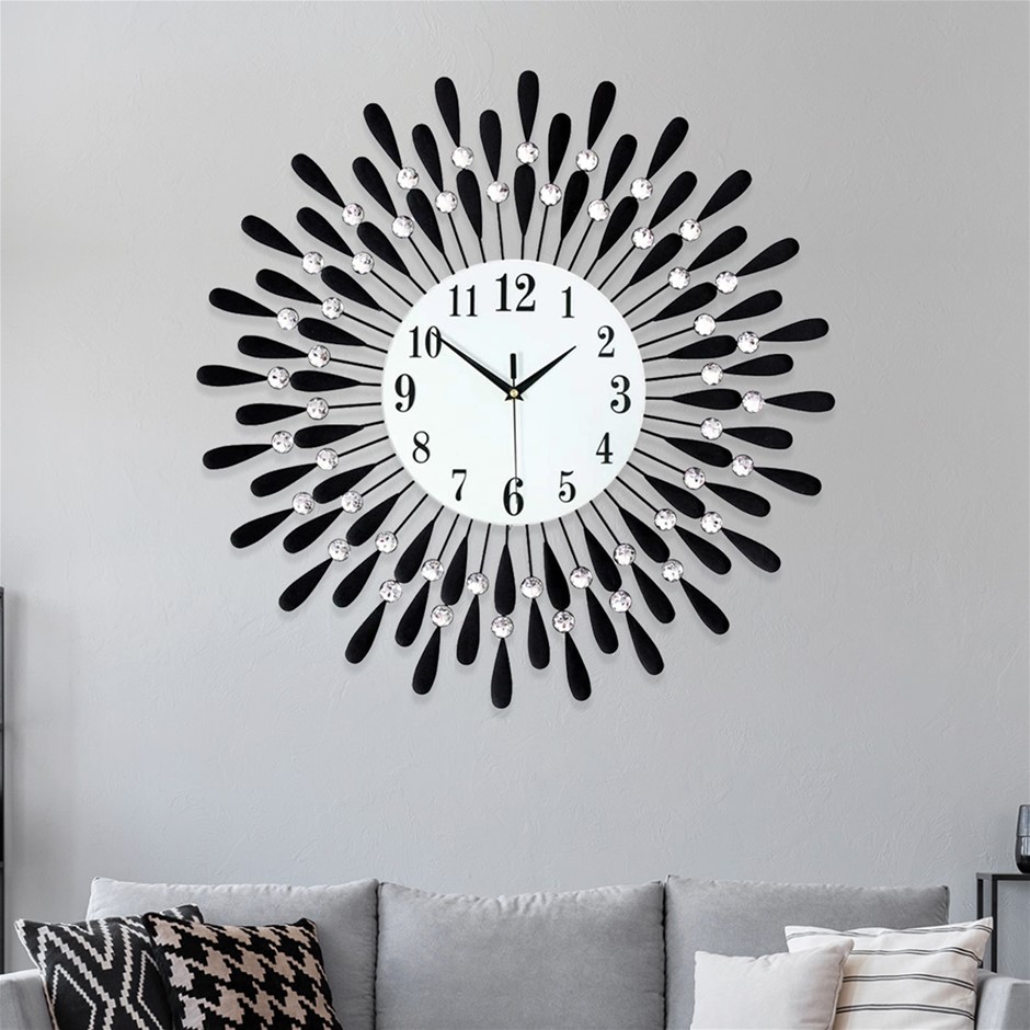 Large Modern 3D Crystal Wall Clock Luxur