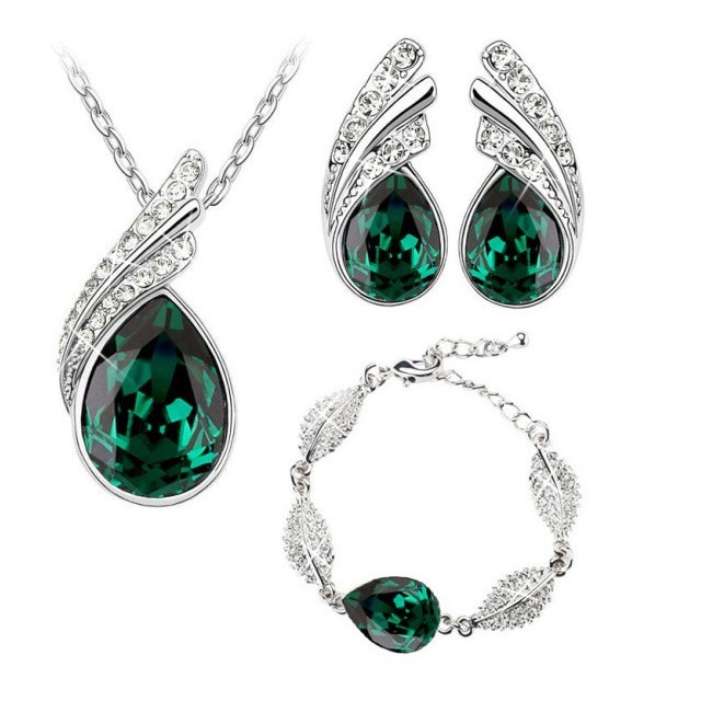 Metallic Green Earring and Bracelet Set main image 1