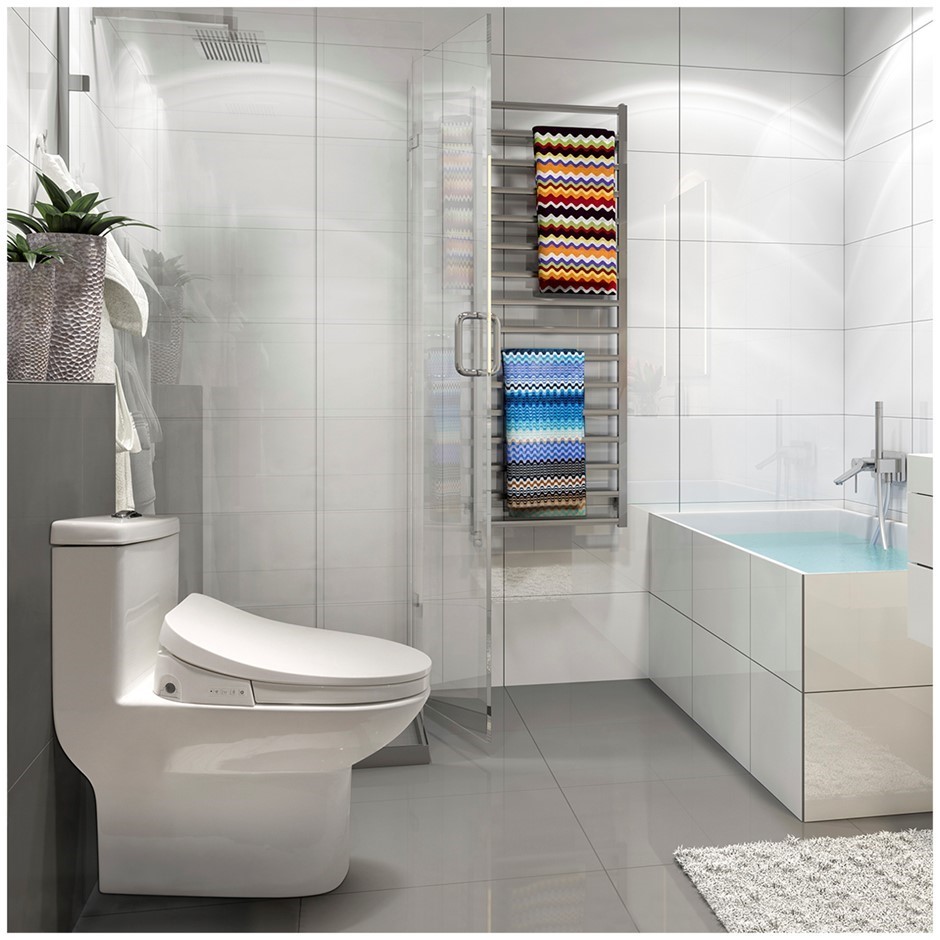 PRESENZA Heavy Duty PP Smart Bidet Toilet Seat, White, Features Air