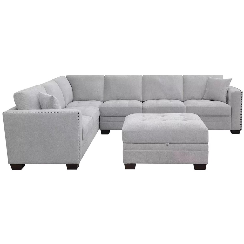 THOMASVILLE 6pc Modular Sectional Fabric Lounge Set. NB Minor Corner