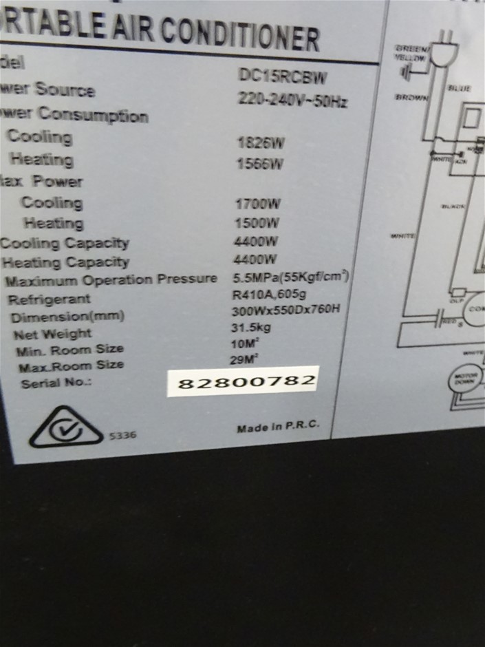 Dimplex DC15RCBW 4.4KW Reverse Cycle Portable Air Conditioner Auction  (0050-8016668) | Grays Australia