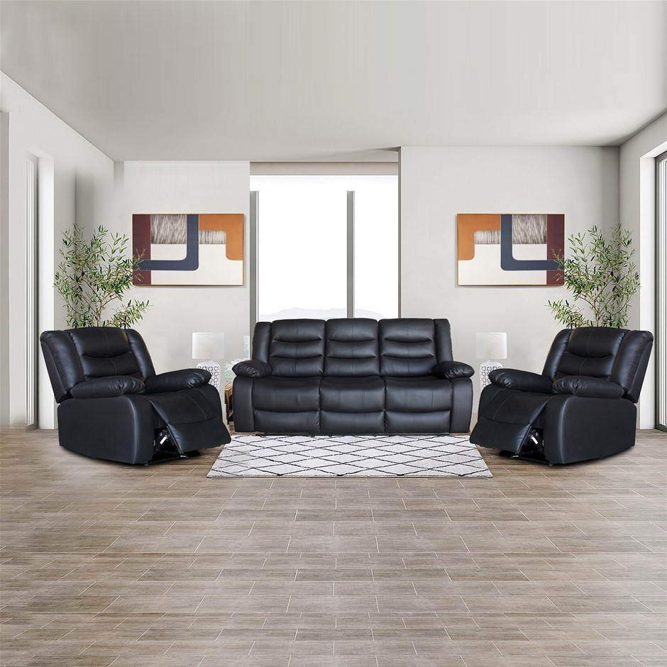 3+1+1 Seater Recliner Sofa In Faux Leath