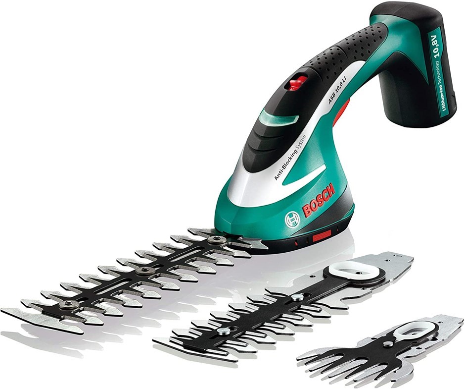 BOSCH 10.8V Cordless Shrub Shear Set in Case. NB: Minor use.