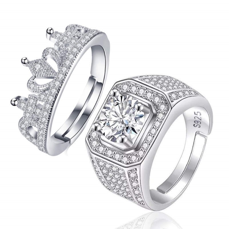 18k White Gold Plated 1.00carat Simulated Diamond Double Adjustable