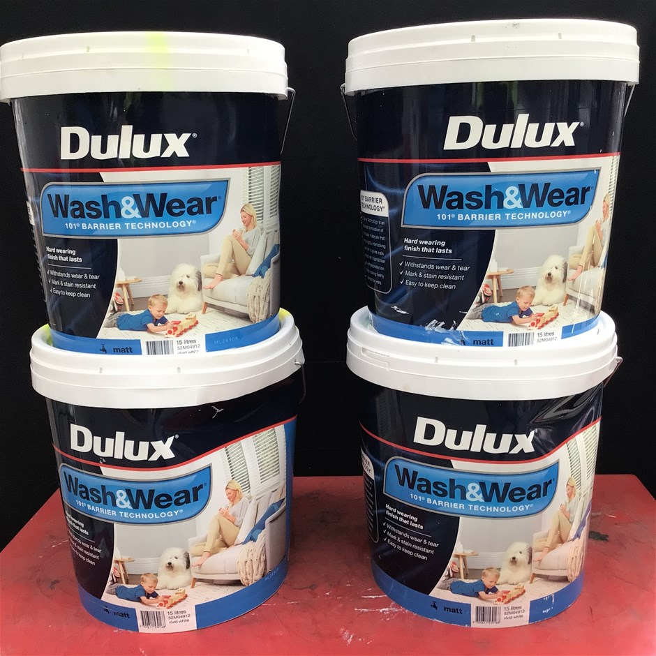 4 x 15 Litre Tubs of Dulux Wash&Wear Paint Auction (00353024884