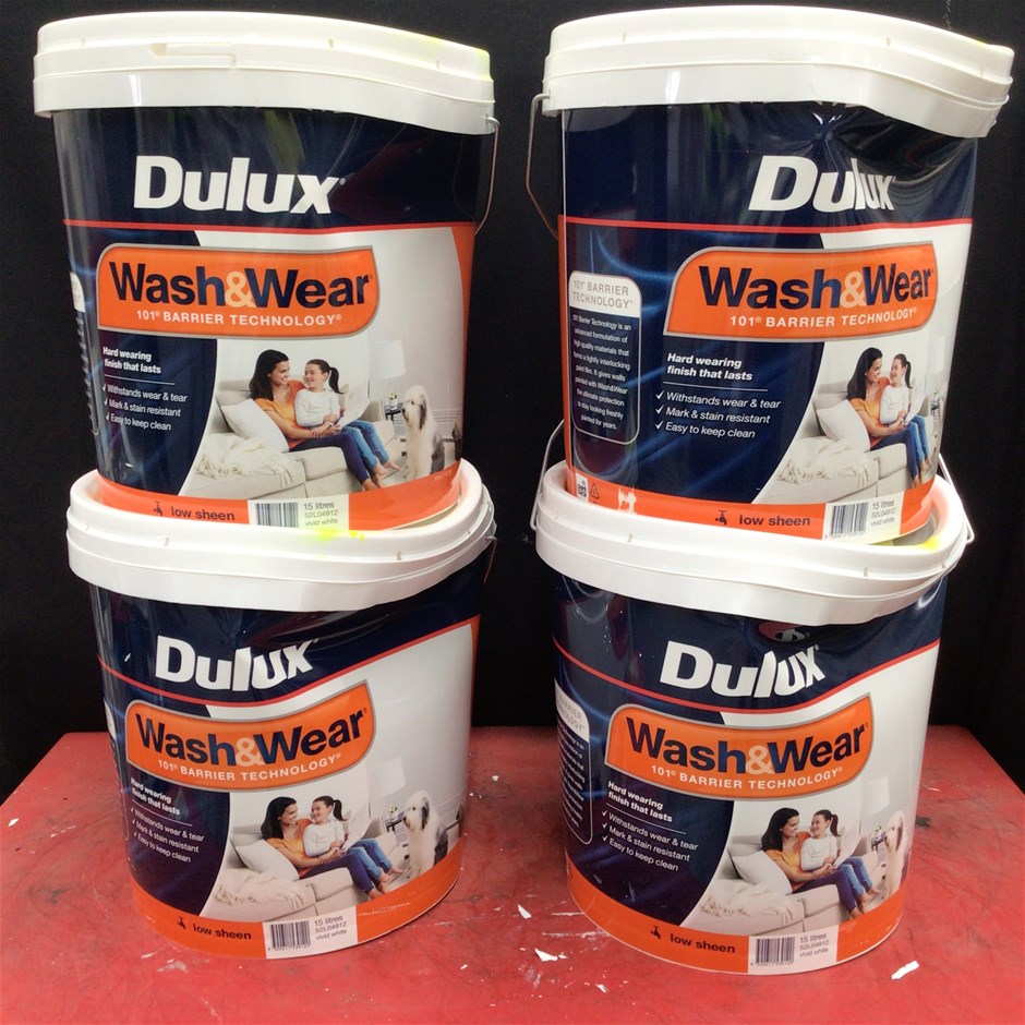 4 x 15 Litre Tubs of Dulux Wash&Wear Paint Auction (00473024884