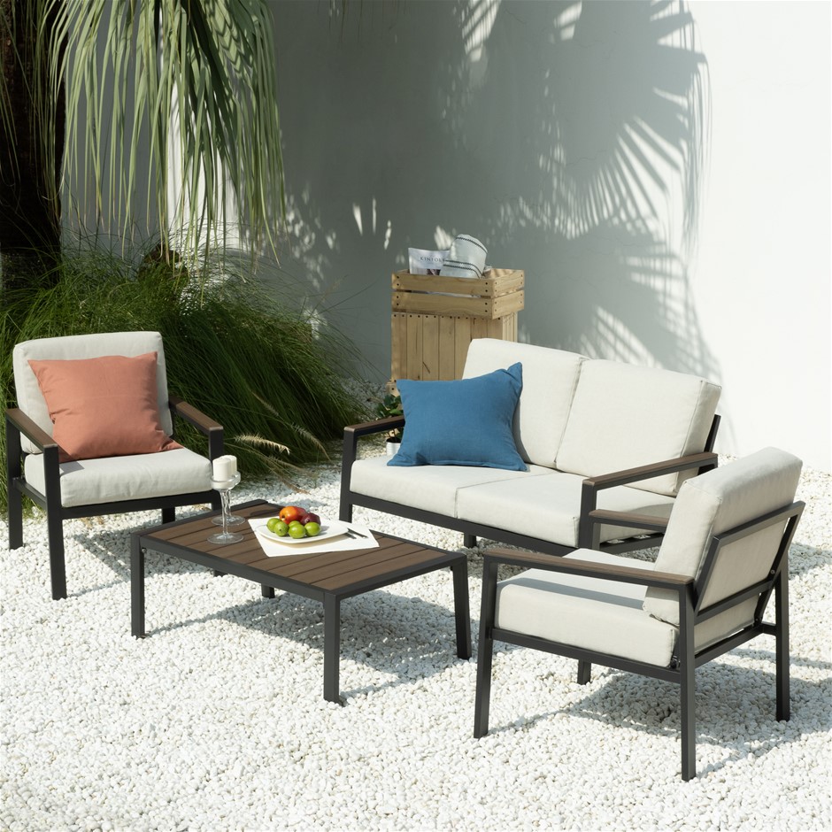 Zinus Dillon Outdoor Patio Lounge Furniture Set Black Auction (0110