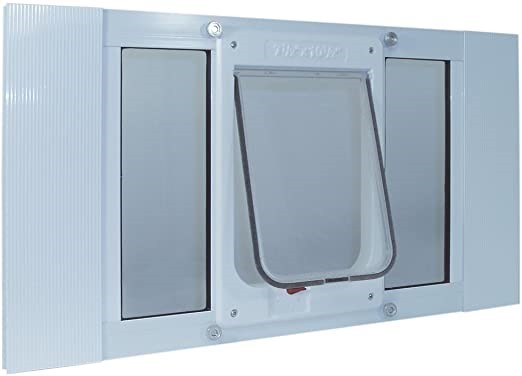 IDEAL PET PRODUCTS Aluminium Sash Window Pet Door, Adjustable Width 68-81cm