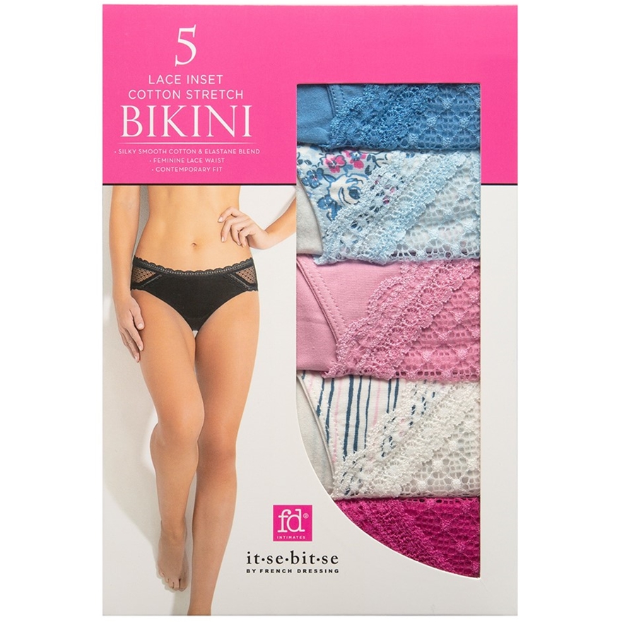 4 x IT.SE.BIT.SE Women's 5pk Lace Inset Stretch Bikini Underwear