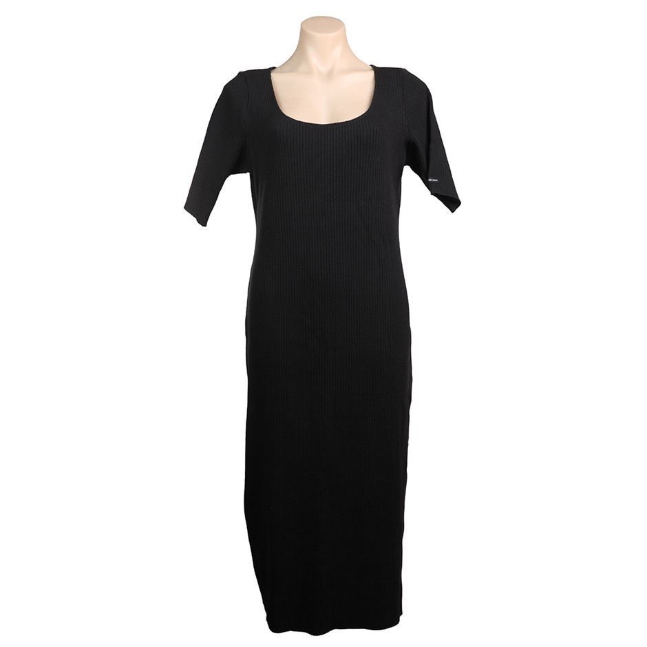 CALVIN KLEIN JEANS Women's Ribbed Dress, Size L, Cotton/Elastane, Black (BL
