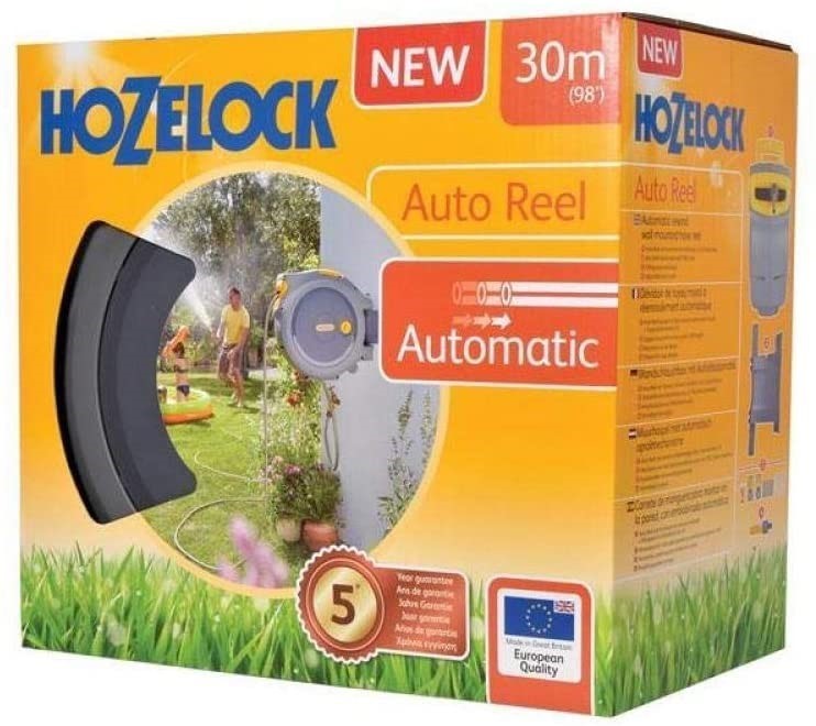 HOZELOCK 30M Auto Reel with Hose, Yellow/Grey.