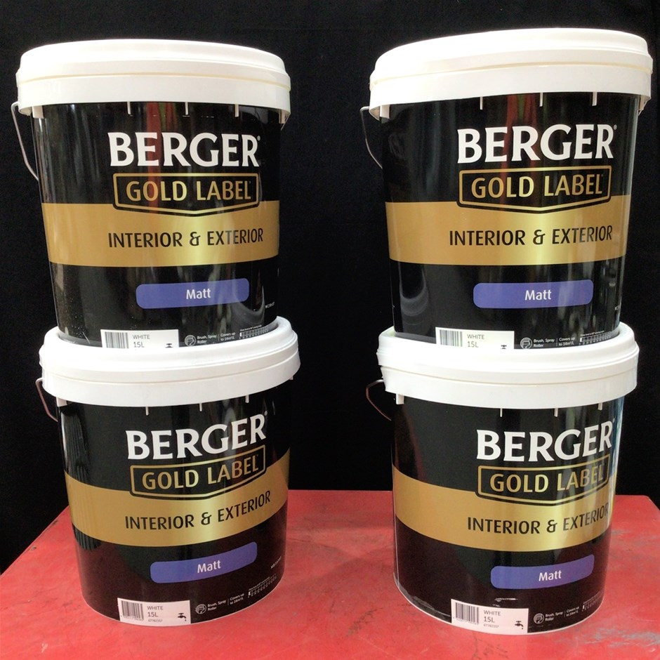 4 x 15 Litre Tubs of Berger Gold Label Paint Auction (0010-3025610 ...