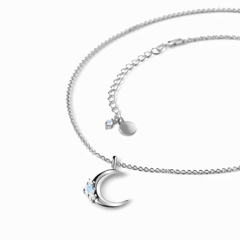 Elegant 18k White Gold Vermeil 1.00 Ct Moonstone Necklace Auction (0004