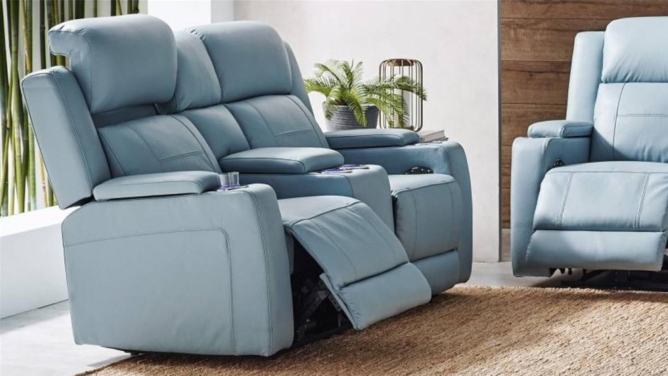 Sabella 2 Seater Leather Powered Recliner Sofa Canto Storm